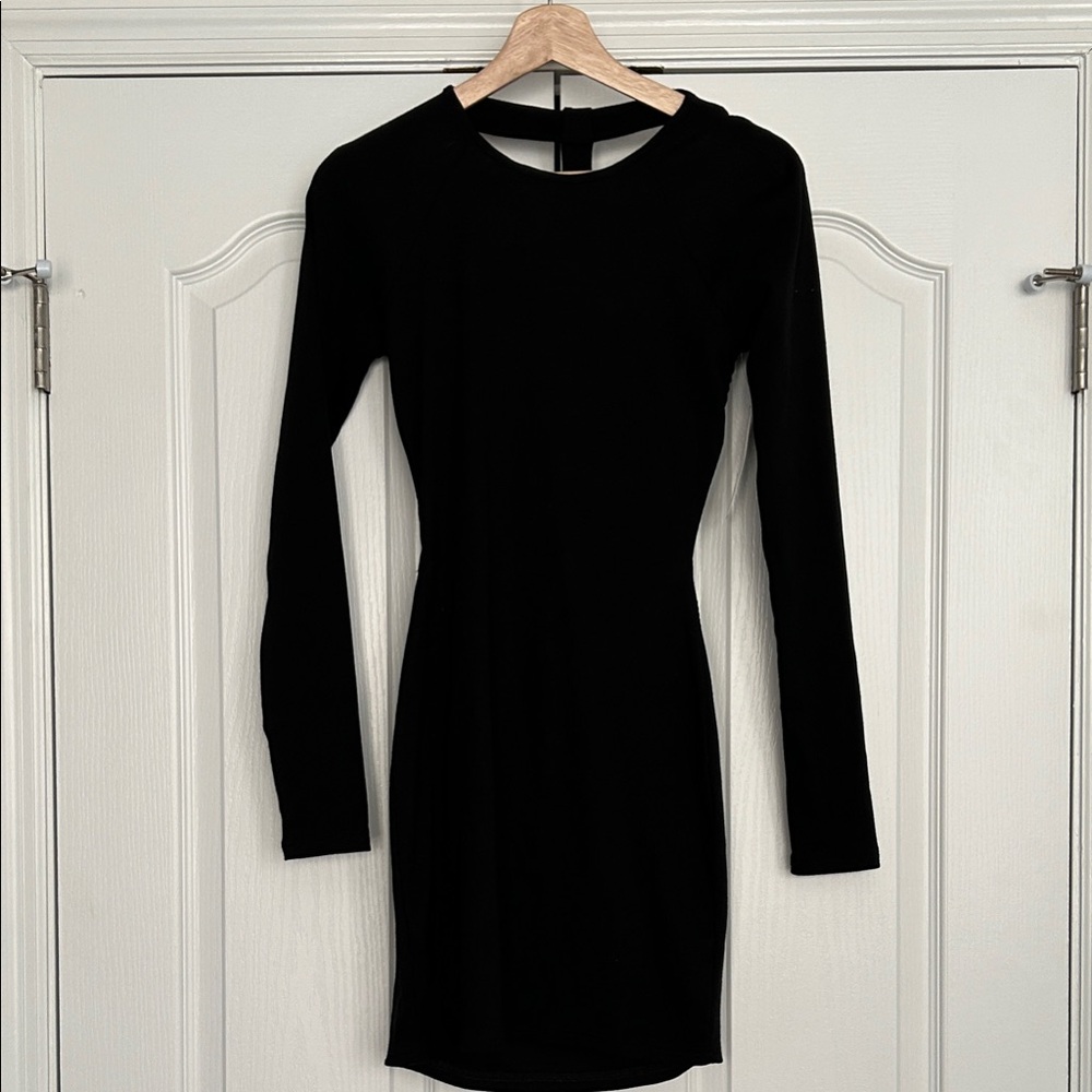 Tobi Classic Black Long Sleeve Dress with unique back detail